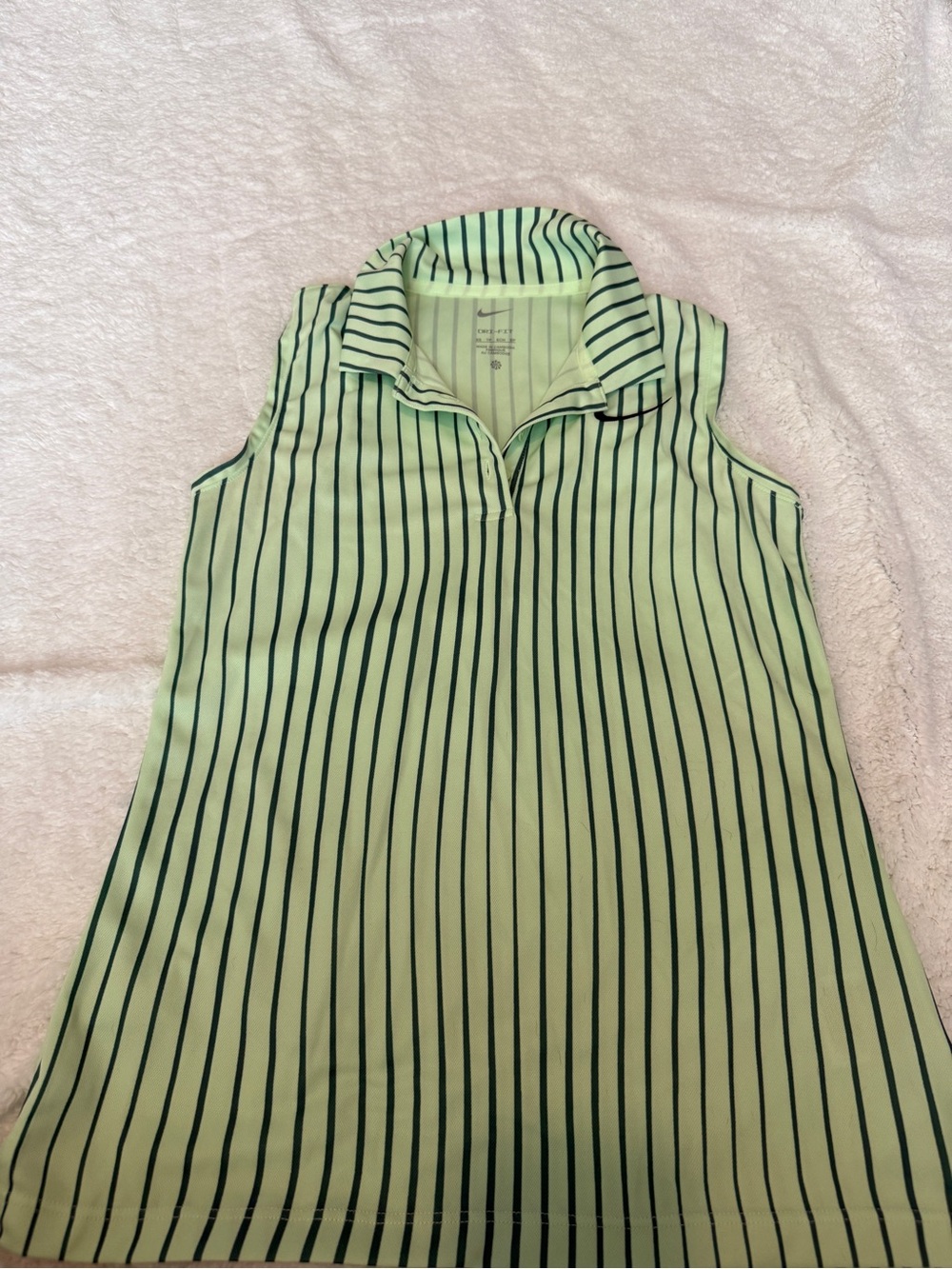 Nike Mint Green Sleeveless Polo Tank with Dark Green Stripes